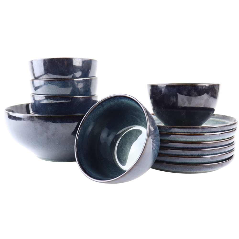 OTIX Geschirrset 6 Personen mit Tafelgeschirr Suppenschalen Servierplatte EBONY 2862332