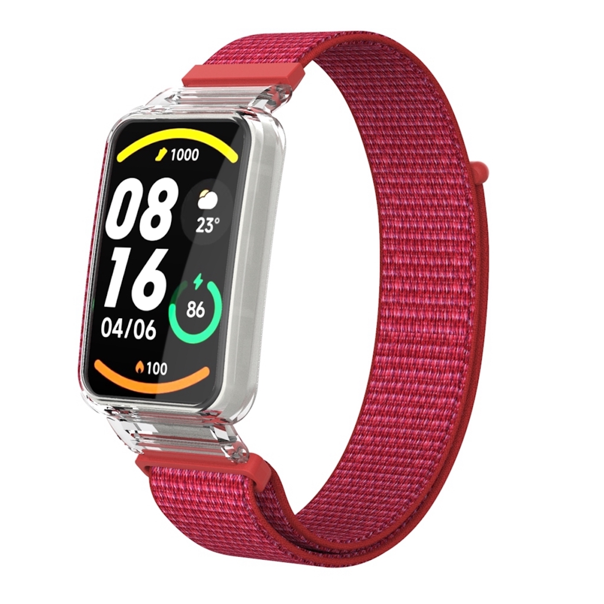 Pre Xiaomi Mi Band 7 Pro 2 v 1 Watch Band s nylonovou tkaninou a integrovaným ochranným krytom Náhradné inteligentné hodinky Smart Watch Red