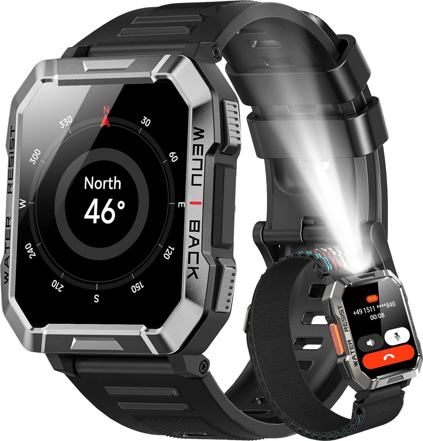Blackview Herren Smartwatch: Fitnessuhr mit Telefonfunktion, IP68 wasserdicht, 100+ Sportmodi, Puls- & Schlafmonitor, Schrittzähler, Kompatibel mit Android & iOS