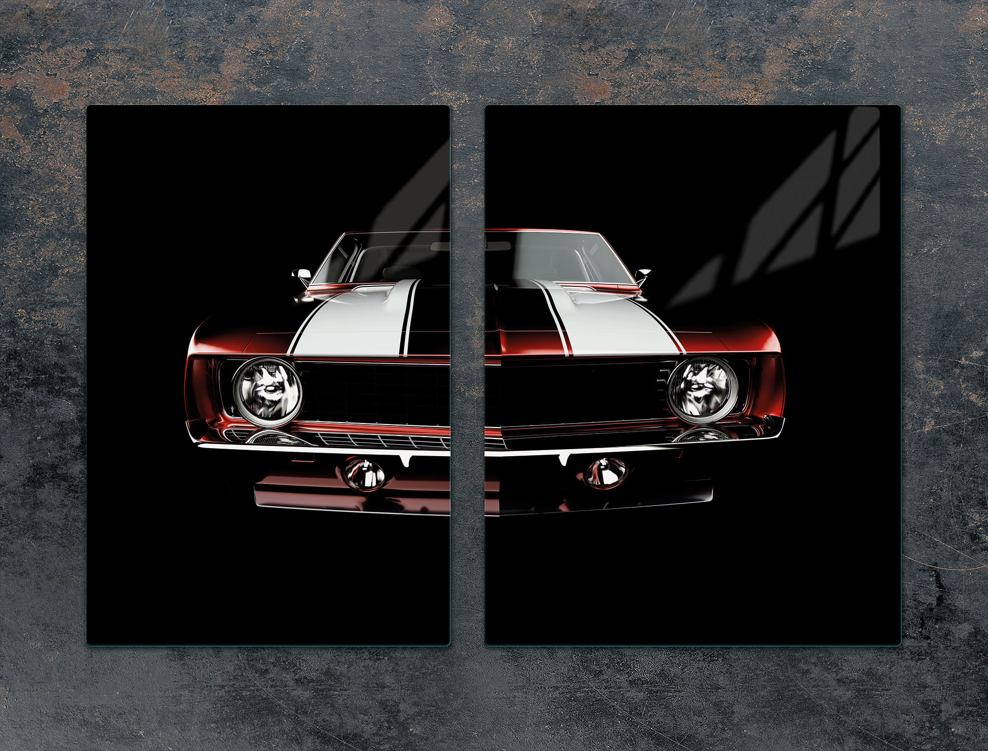 TMK ArtDeko Herdabdeckplatten 2 teilig 75x52 Ceranfeld Abdeckung Glas Schneidebrett Sportwagen Auto