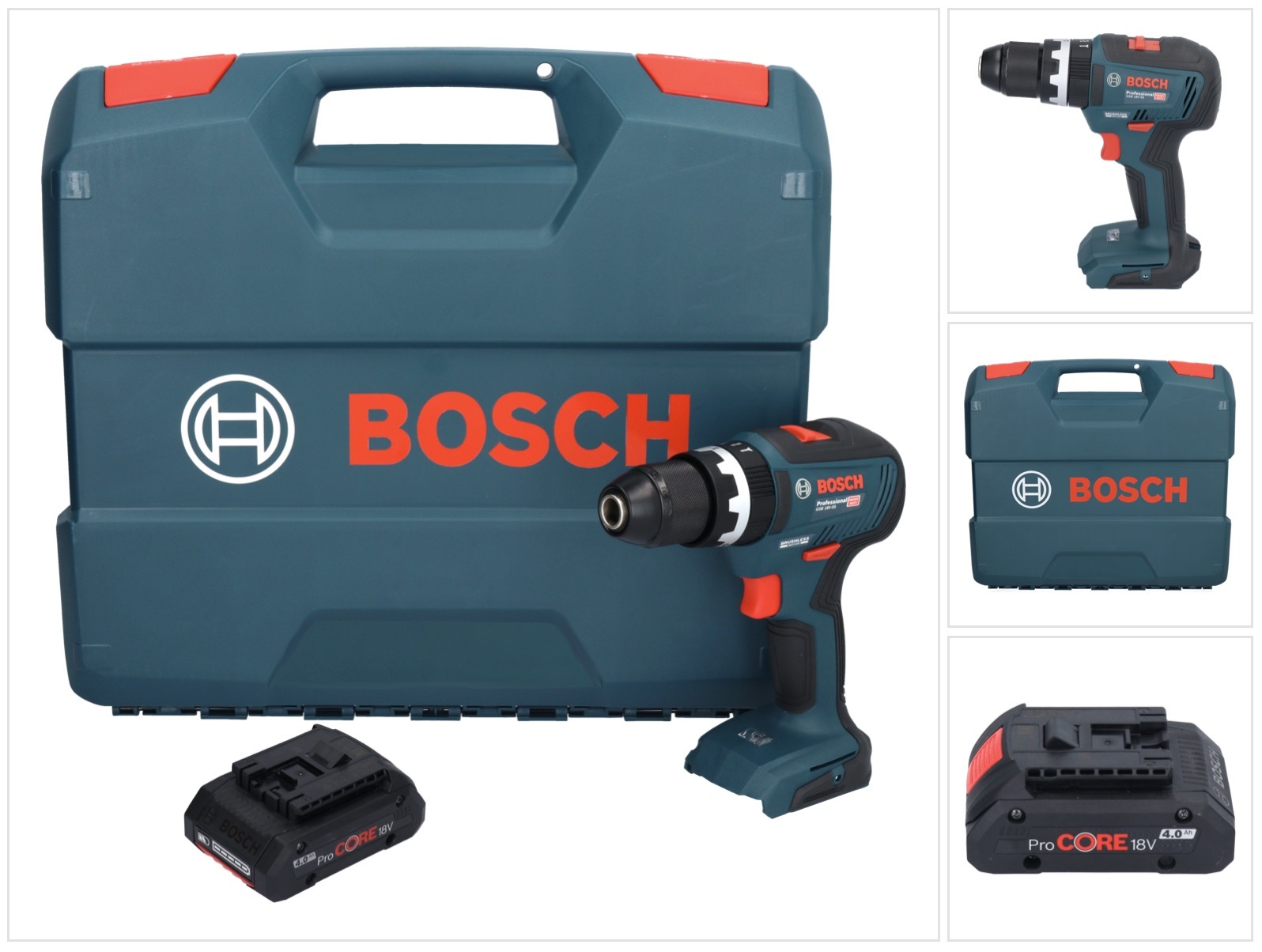 Bosch GSB 18V-55 Profesionálna akumulátorová príklepová vŕtačka 18 V 55 Nm bez kefiek + 1x akumulátor ProCORE 4,0 Ah + kufor - bez nabíjačky