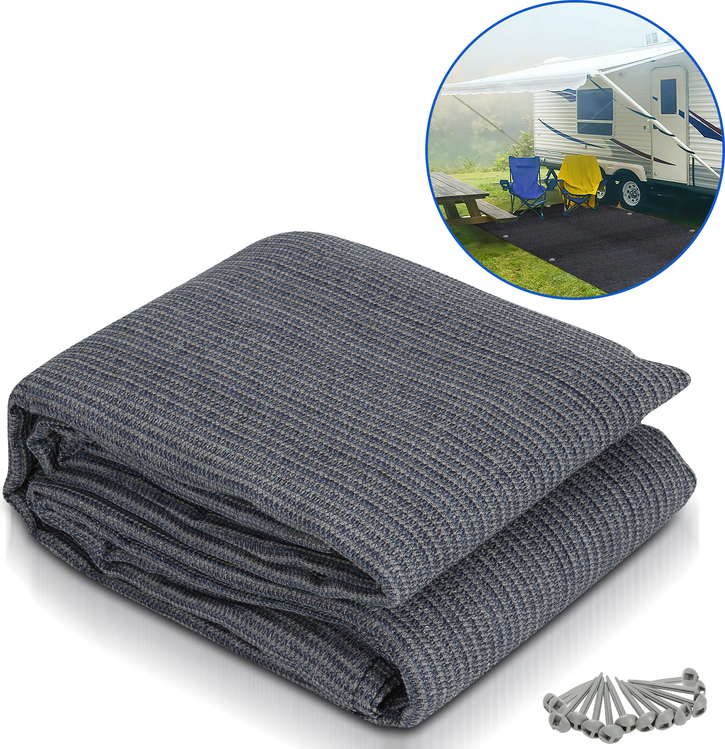 Gimisgu Tapis D'Auvent Camping Extérieur Avec Piquets - Tapis Antidérapant Respirant Lavable Plusieurs Tailles