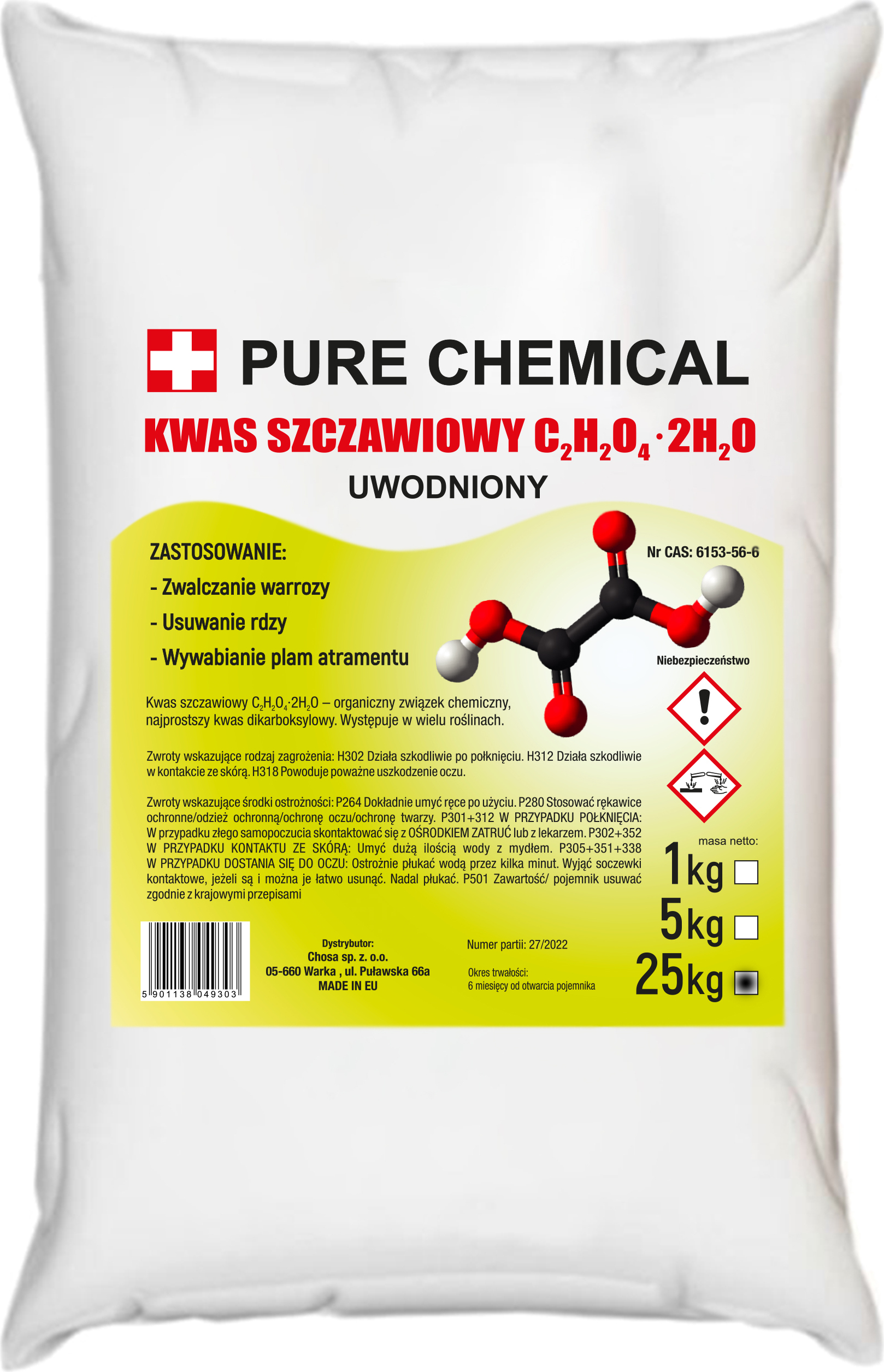 PURE_CHEMICAL PURE CHEMICAL | Oxalsäure | Oxalsäurekristalle | Entkalker | 25 KG OXALSÄURE 25 KG