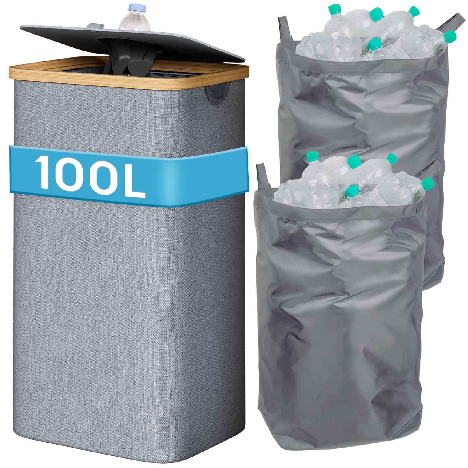 Yorbay Pfandflaschen Sammelbehälte mit Deckel, 2 abnehmbaren Aufbewahrungstaschen,Groß Pfandflaschen Aufbewahrung Tragetasche für 30-40 Flaschen, YB067-Z104