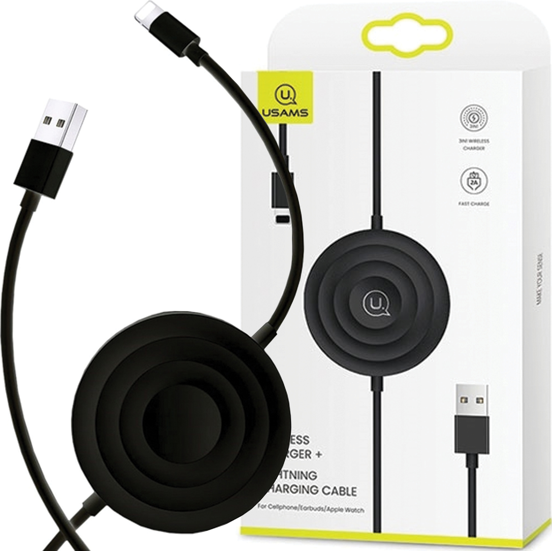 Usams Lad. Indukčný Us-Cc096 10W S Lightning Káblom Čierno/Čierny Cc96Wh01