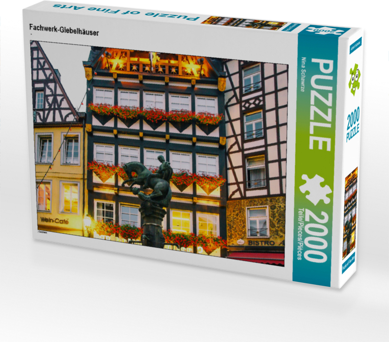 CALVENDO Puzzle Fachwerk-Giebelhäuser 2000 Teile Puzzle quer | 2000 Teile Lege-Größe 90x67cm Foto-Puzzle für glückliche Stunden