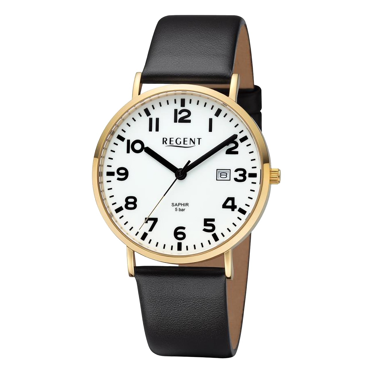 Regent 11100309 Herrenuhr mit Saphirglas Leuchtzifferblatt