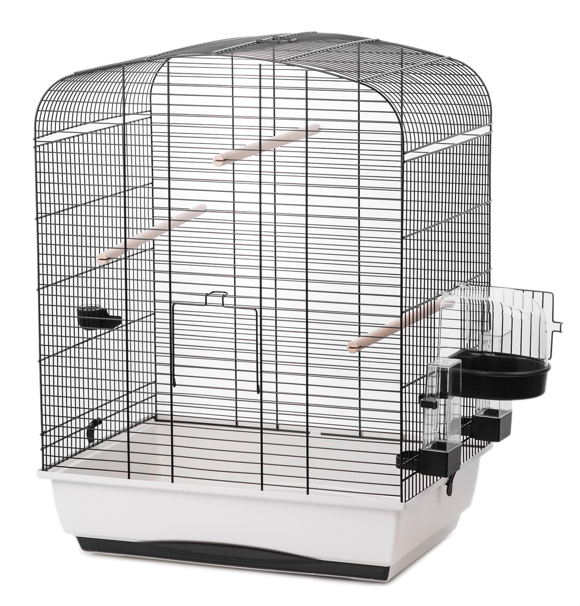 Ollesch Vogelkäfig Vogelheim Elena schwarz/weiß 54x39x71cm mit Zubehör