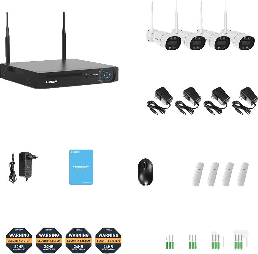 Bezpečnostný kamerový systém, rozlíšenie 5MP, nočné videnie, obojsmerný zvuk, 3MP 4PCS kamera, žiadny