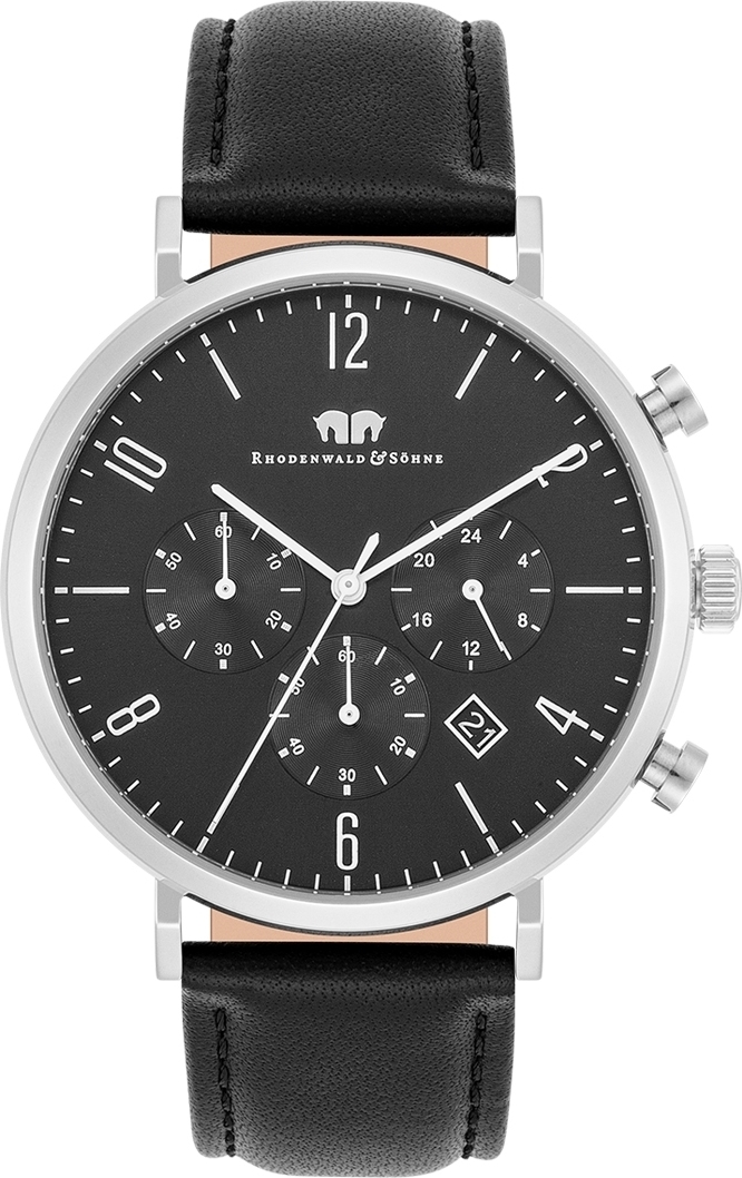 Rhodenwald & Söhne Rhodenwald Söhne Armband-Uhr Arakon Silber Echtleder Schwarz 10010360 100103600