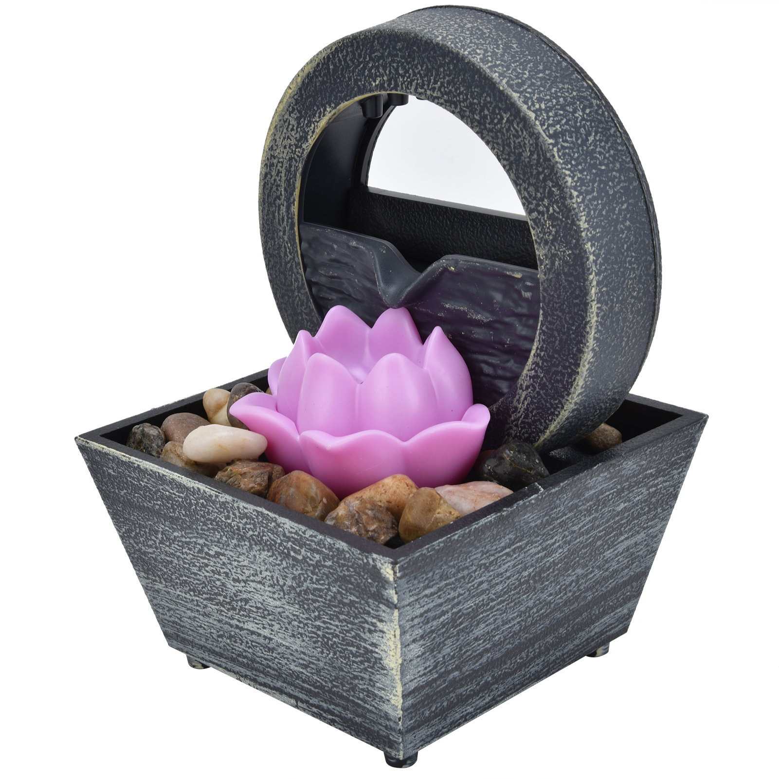 Cocosity LED-Tischbrunnen,Tischbrunnen,Tisch-Wasserbrunnen,Brunnen-Ornament,USB-Tischbrunnen,Heimdekoration