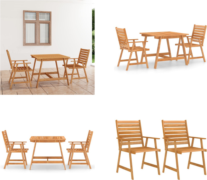 vidaXL 3 ks záhradný jedálenský set z masívneho dreva akácie - Set záhradného nábytku - Sety záhradného nábytku - Záhradný stôl a stoličky - Záhradné stoly a stoličky