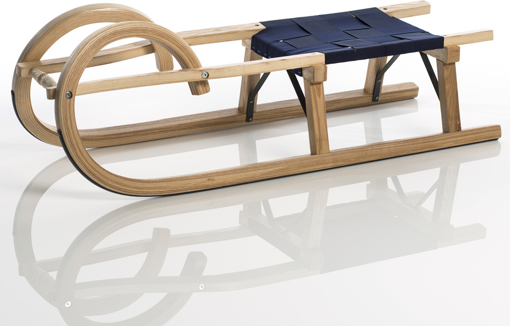 Sirch Hörnerrodel Esche Standard Plus mit Gurtsitz Holzschlitten, Variante:100 cm 4919-0002