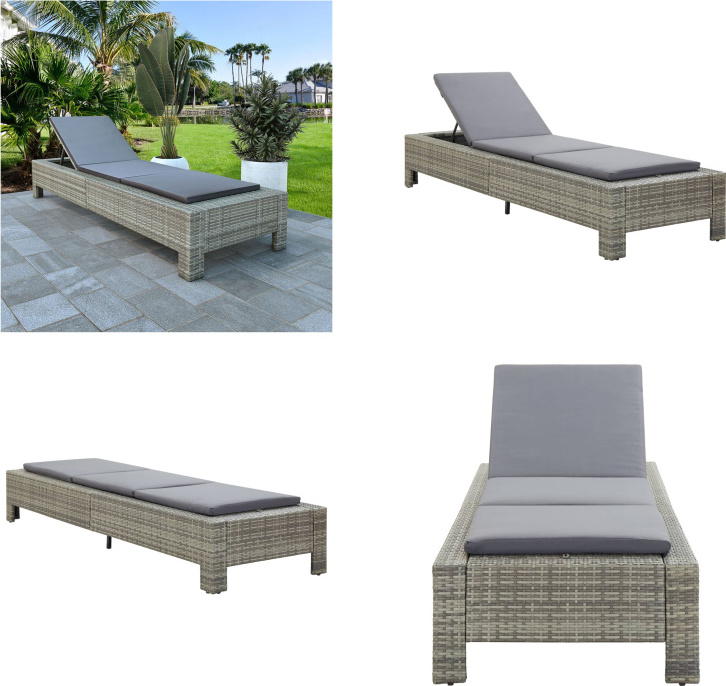 vidaXL Lehátko s vankúšom sivé z polyratanu - Lehátko - Lehátka - Záhradné ležadlo - Záhradné ležadlá