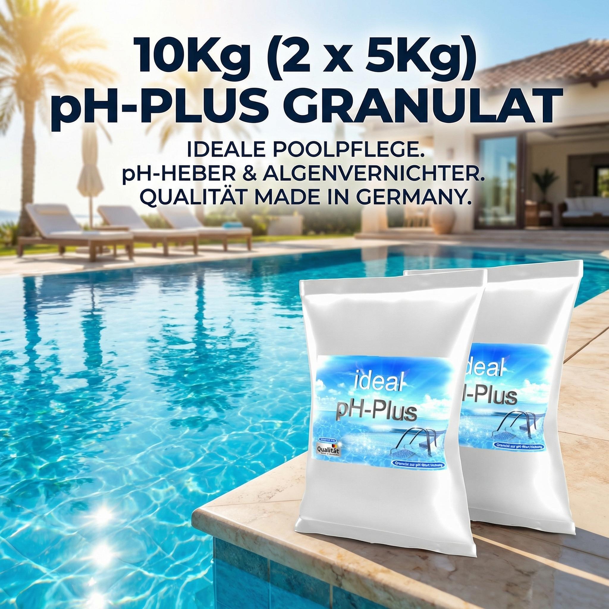 EMT Handelswaren GmbH 10Kg ideal pH-Plus Granulat, pH-Heber Pulver, Algenvernichter ( 2 x 5 Kg ) CF01-101_Kau