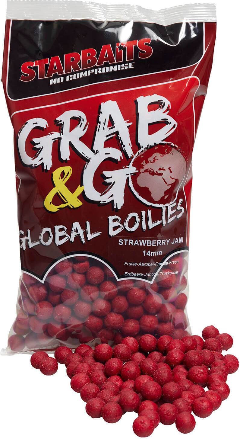 Starbaits Grab & Go Global Boilies 14mm 1Kg Erdbeermarmelade 16816