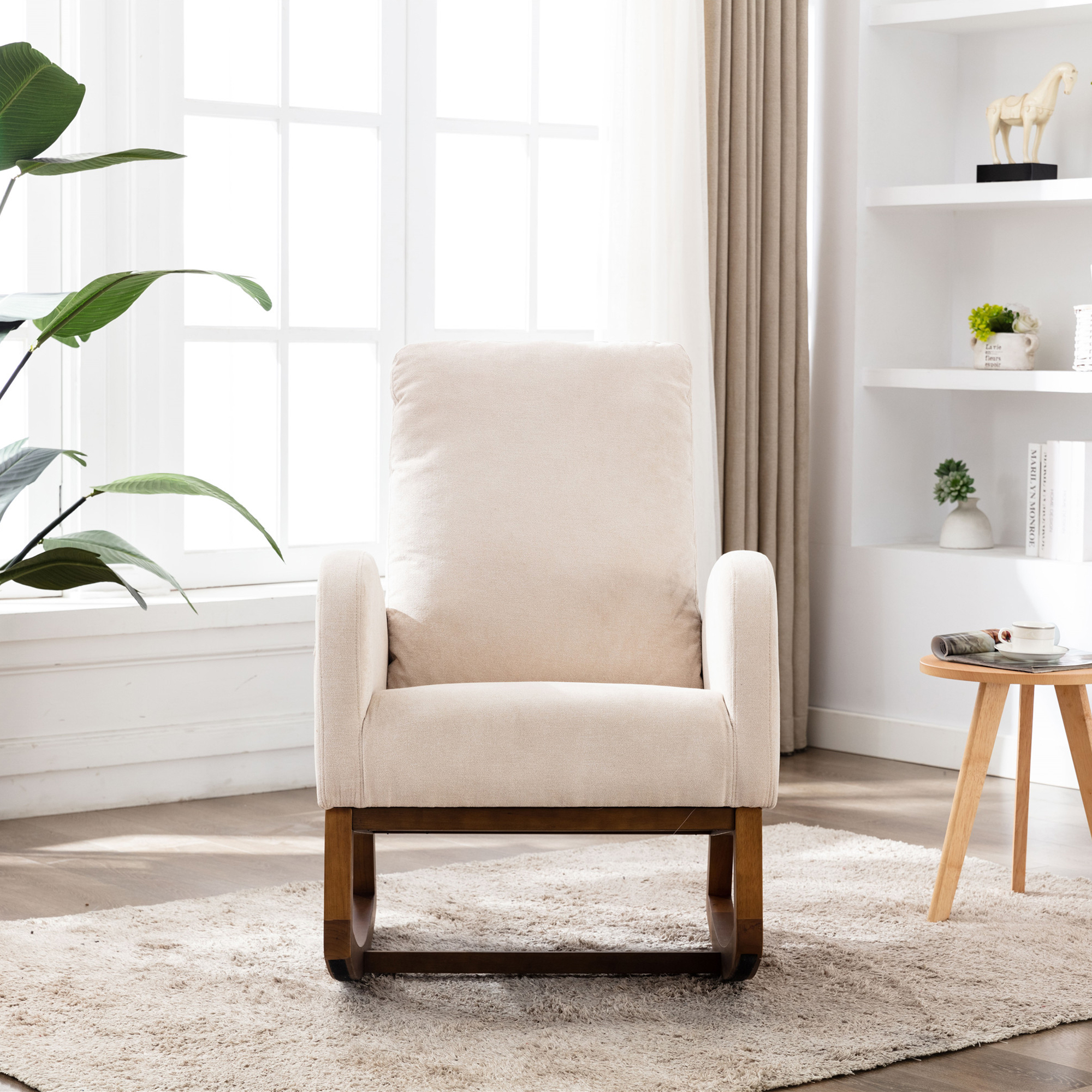 okwish Freizeitstuhl, Stahlgestell-Sessel, Freizeit-Lounge-Stuhl, Freizeit-Sofa, Lounge-Sessel, Lazy Chair, Freizeit-Lounge-Sessel mit Armlehnen, Beige