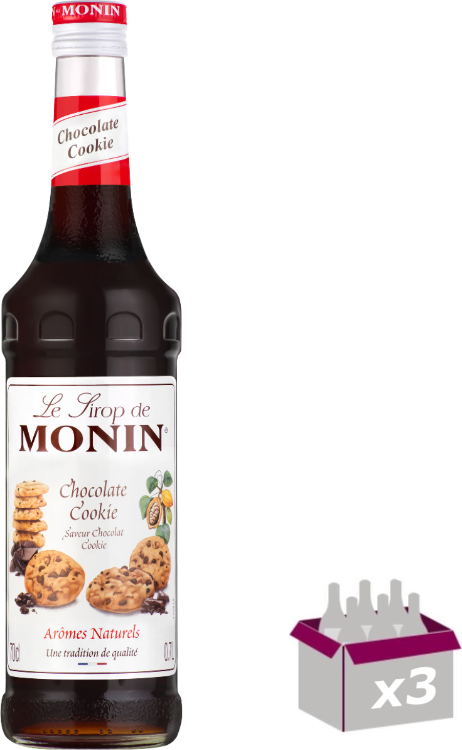 Lot de 3 Sirop Monin - Chocolate cookie - 70cL