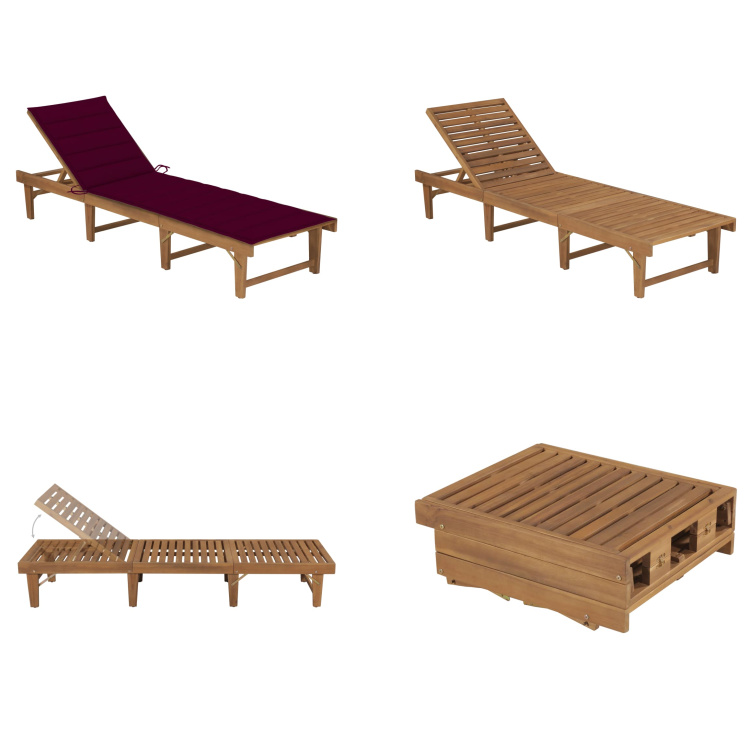 vidaXL Skladacie lehátko s vankúšom z agátového masívu - Lehátko - Lehátka - Drevené ležadlo - Drevené ležadlá