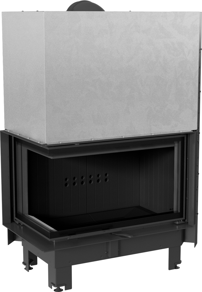 Oceľový krb MBO ľavý 15 kW Ø 200 Zdvíhacie Ohýbané sklo čierne thermotec
