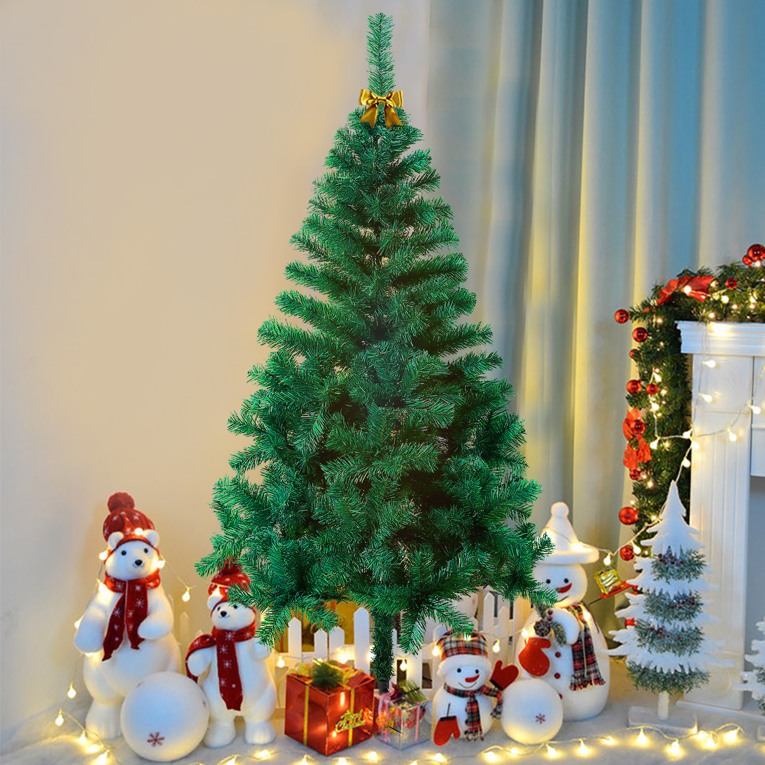 LARS360 PVC Weihnachtsbaum Tannenbaum Christbaum Nadelbaum Festbaum Feiertagsbaum Dekobaum Künstlicher Schmuckbaum Grün - 210 cm WT-RL-LAR-(CT-205)