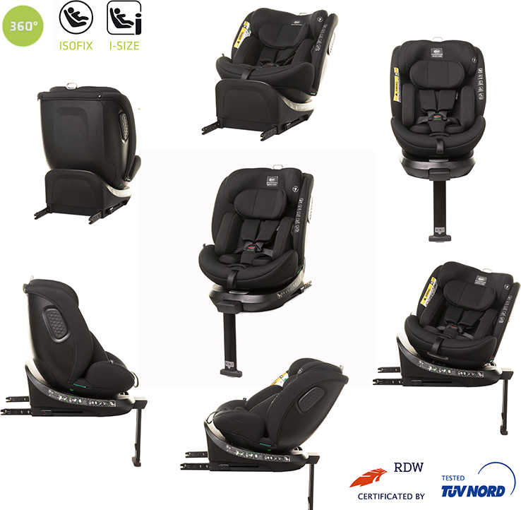 360° ENZO-FIX Prémiová detská sedačka Isofix so stabilizačnou nohou I-Size s RWF do 105 cm Detská sedačka, ktorá rastie s dieťaťom