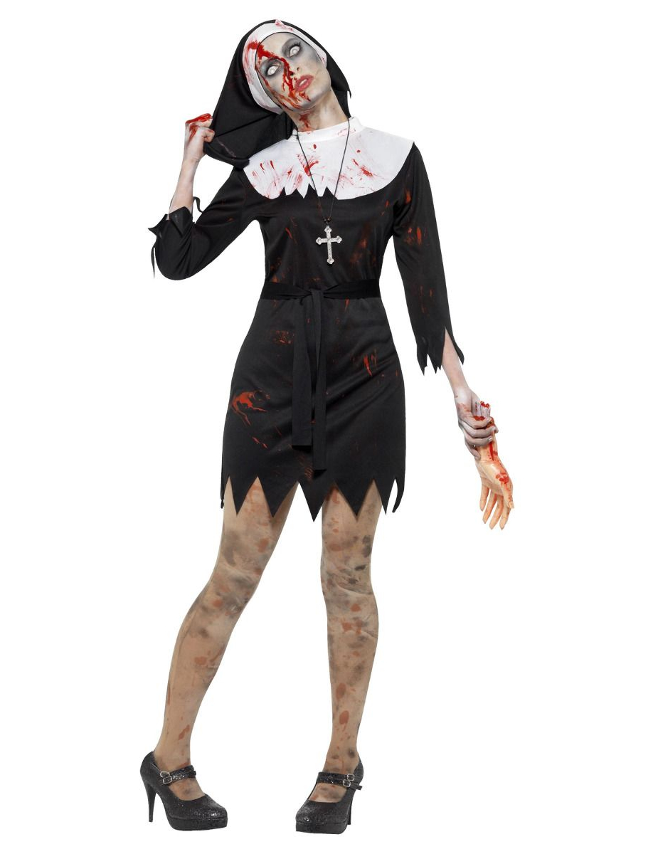 Orl Damen Kostüm Zombie Nonne Halloween Zombiekostüm 
