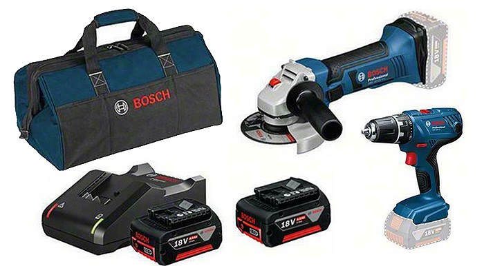Bosch Professional Combo-Kit 18V GSR18V-21, GWS18-125 V-LI, 2 x 4,0Ah batérie, nabíjačka, taška 0615990M1J