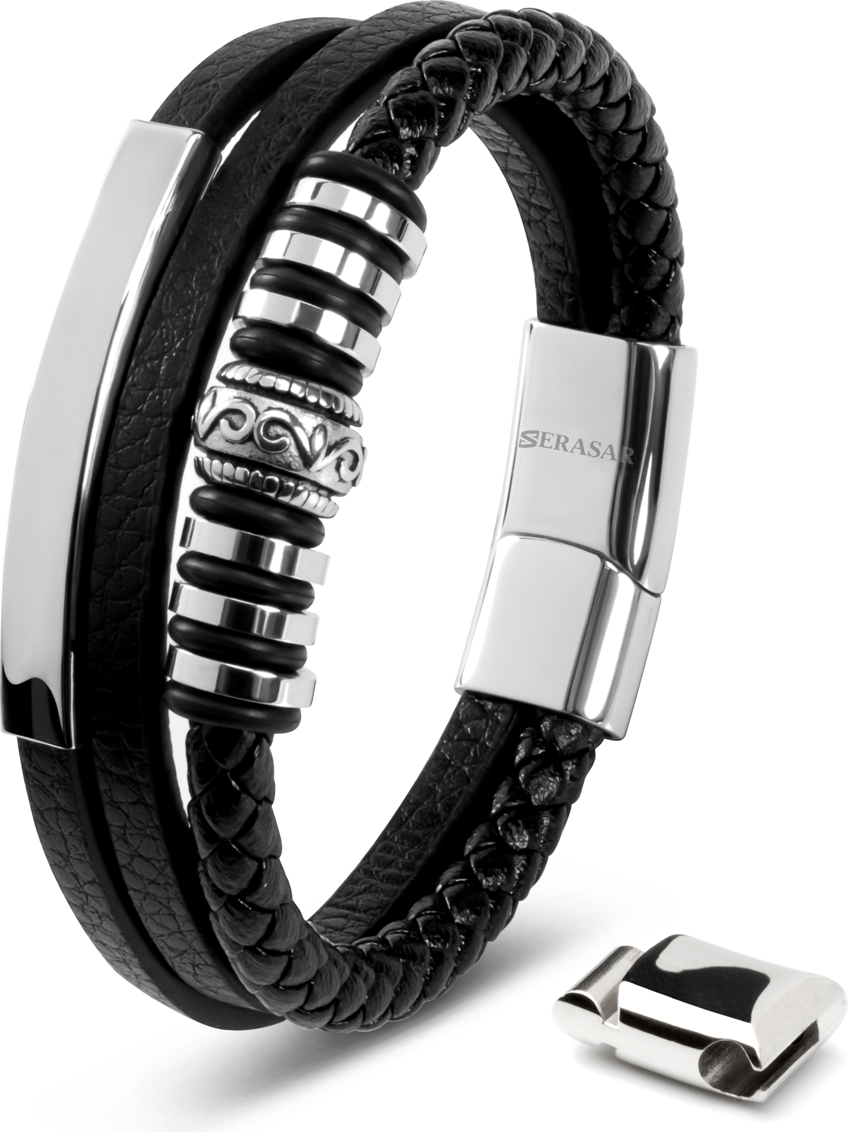 Armband Herren Silber Leder