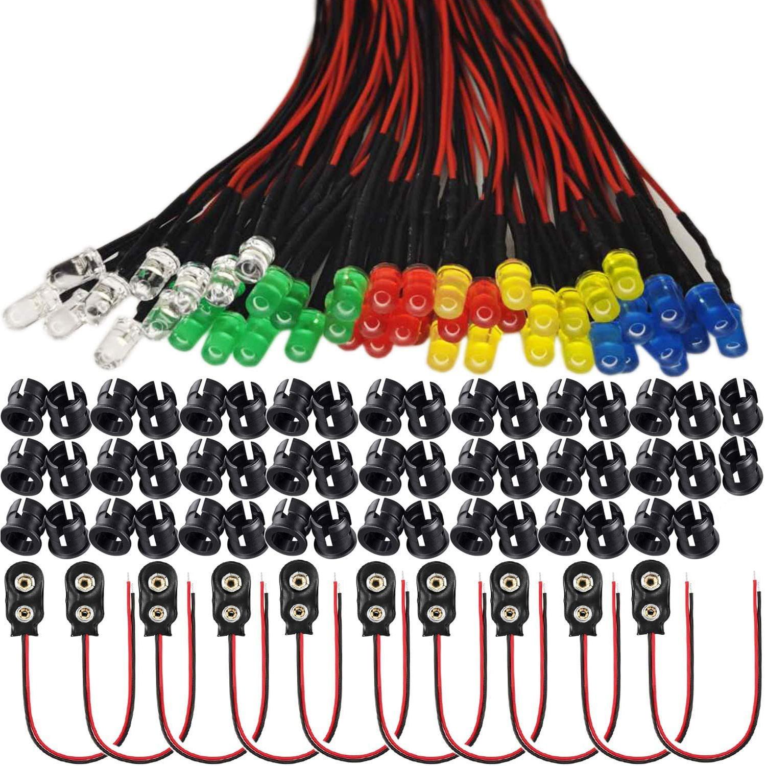 ZREE 50 STÜCK 5 mm LEDs, 12 V vorverdrahtetes Licht, Vorverdrahtete LED, Dioden Licht TL6748