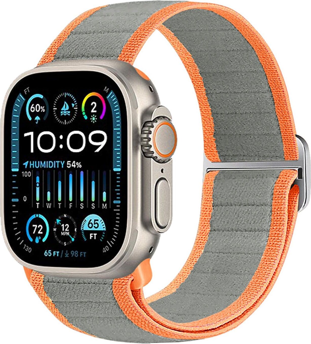 Pre Apple Watch Ultra 2 / 1 49 mm Nylonová elastická pracka Náhradný remienok sivý