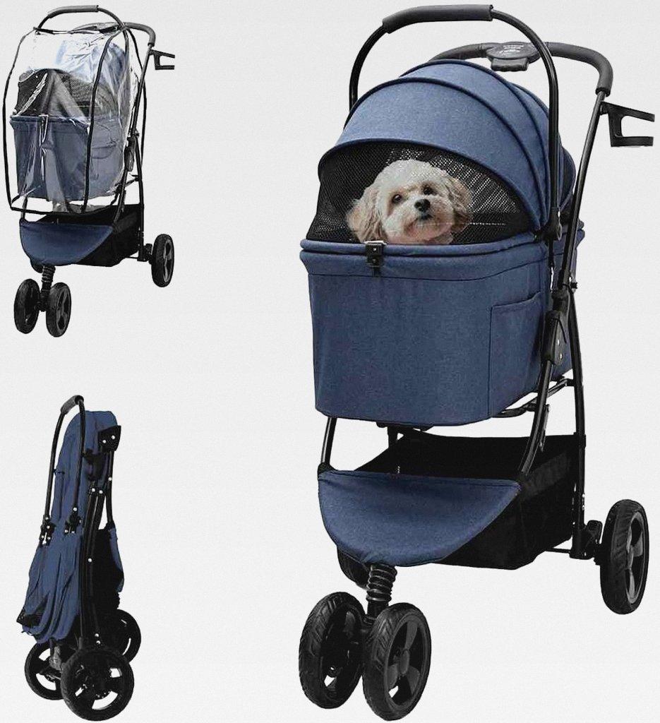 Markenlos Faltbarer Haustierwagen Verstellbar Blau 78 x 54 x 101 cm,Tier- & Haustierbedarf,Haustierbedarf,Pet-Stroller,Blau,9.02 KG,42012439