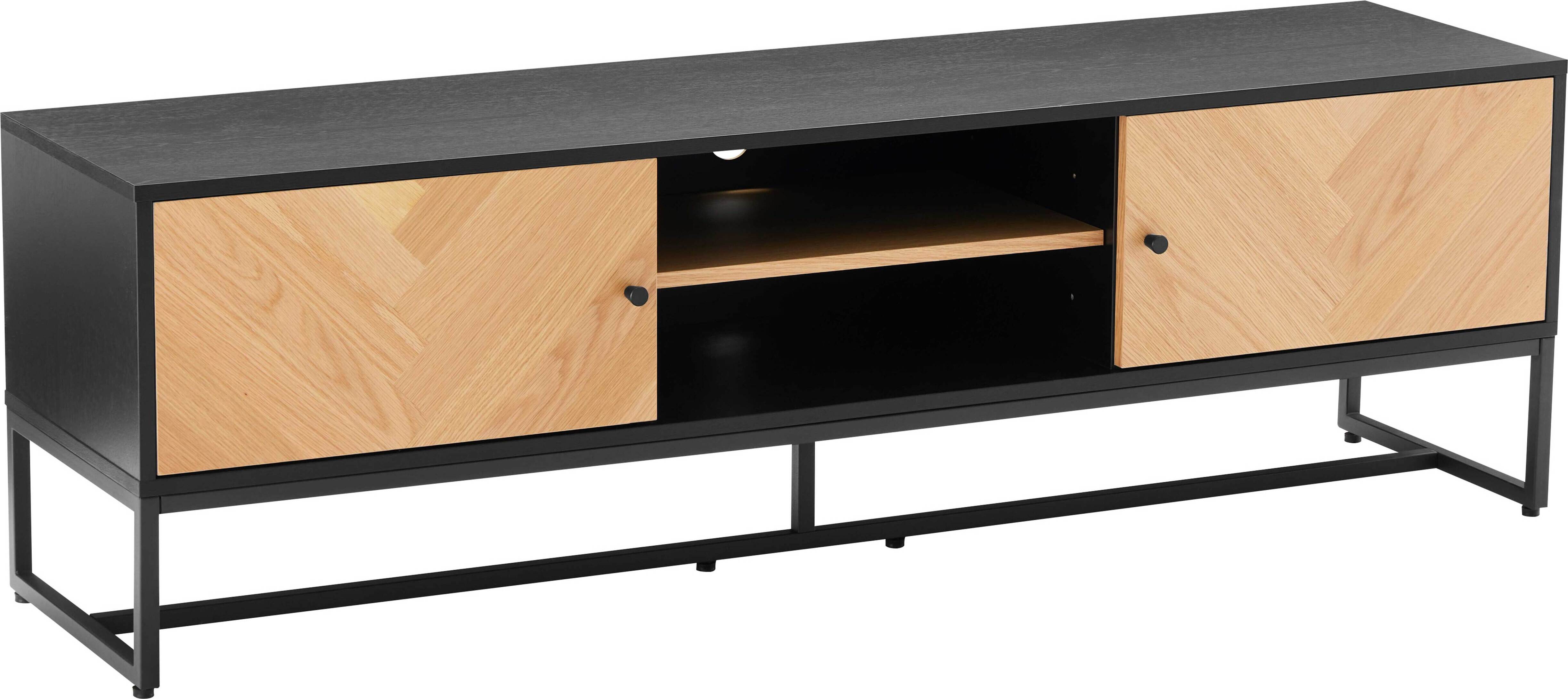 TV-Möbel aus Spanplatten mit Eichenfurnier, melaminbeschichtet 160 cm - Oviala Marceau 112090