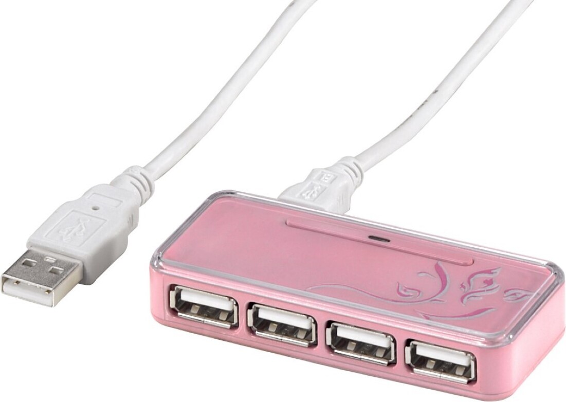 Rozbočovač USB Vzniká 1:4 Ružová