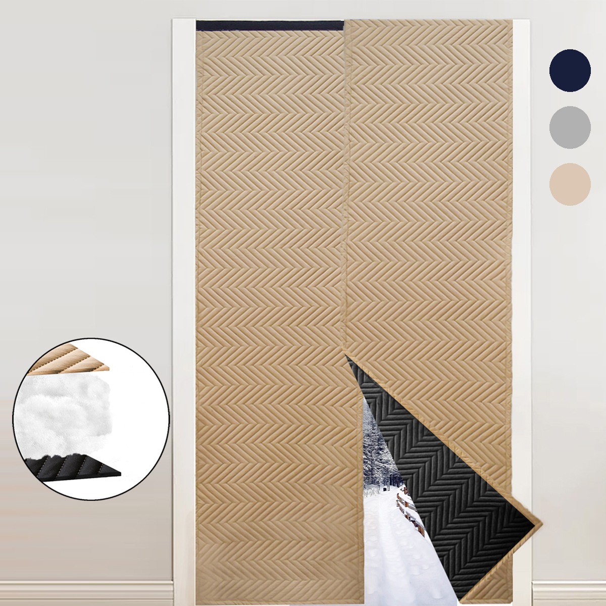 Thermovorhang Magnetisch Für Tür – Wärmeisolierend Und Winddicht – Größe 110x210 Cm In Schwarz (wahlweise Weitere Maße)
