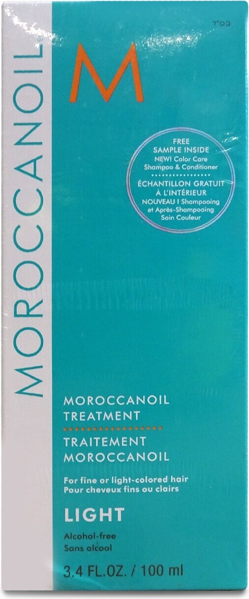 Moroccanoil mit einer Probe von Color Care Shampoo und Conditioner Lichtbehandlung