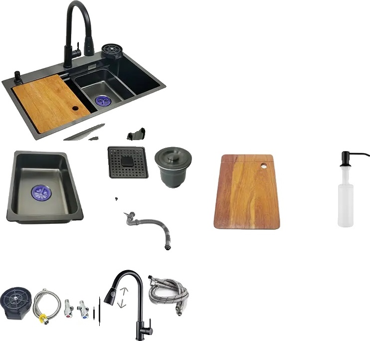 Nano Küchenspüle, Edelstahl, mehrere Größenoptionen, 75x46cm C