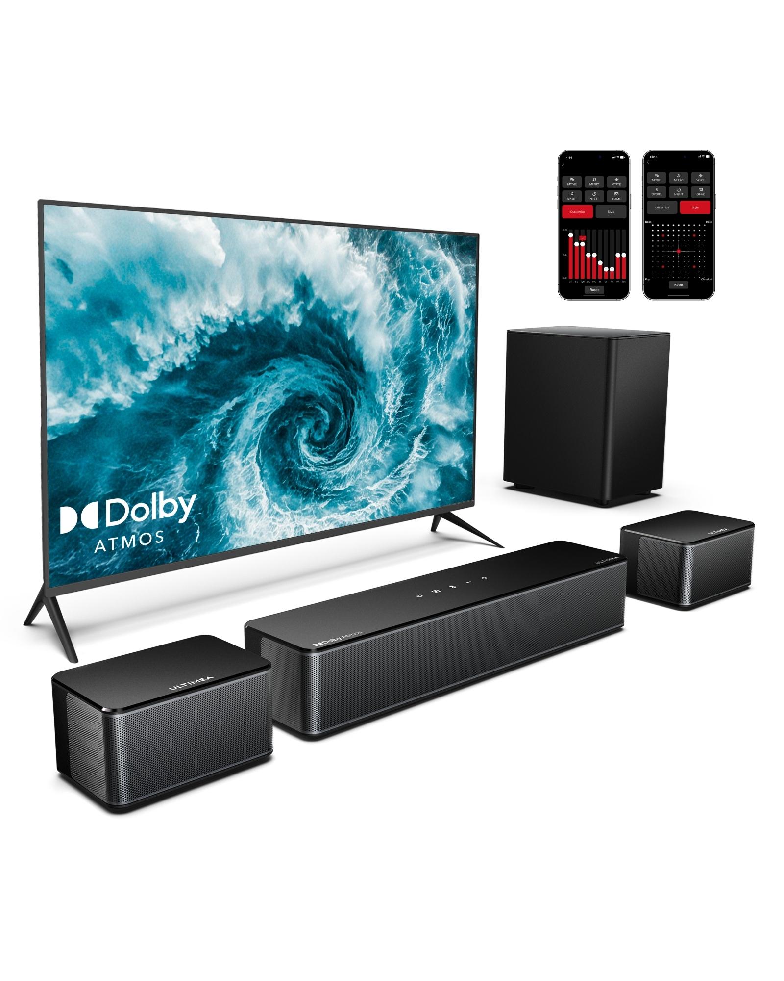 Soundbar ULTIMEA 5.1 s Dolby Atmos, 3D priestorový zvukový systém, soundbar pre TV prijímače so subwooferom, 2 zadné reproduktory, Bluetooth 5.3