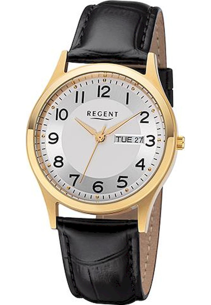 Regent Herren Uhr Lederarmband Leder Armbanduhr Analog schwarz URF1261 F-1261