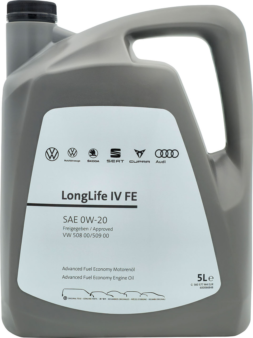 Volkswagen GS60577M4EUR Motoröl 5L Longlife 4 FE Viskosität SAE 0W20 Norm 50800 50900 Öl G S60 577 M4 EUR