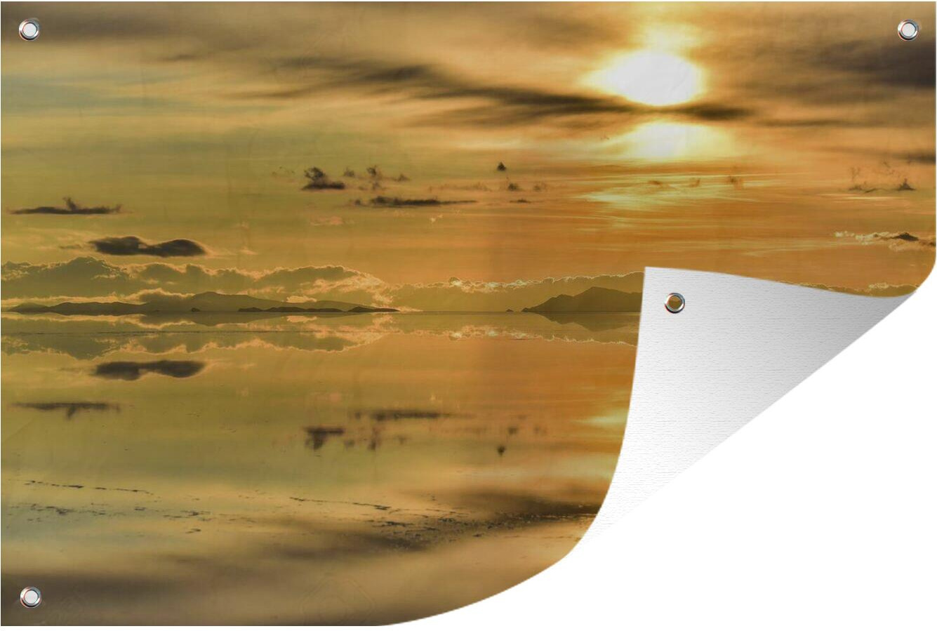 MuchoWow® 60x40 cm Outdoor-Poster Gartendeko Sichtschutz Garten Poster für den Garten Sonnenuntergang über dem Salzsee Salar de Uyuni in Bolivien 133|1287318