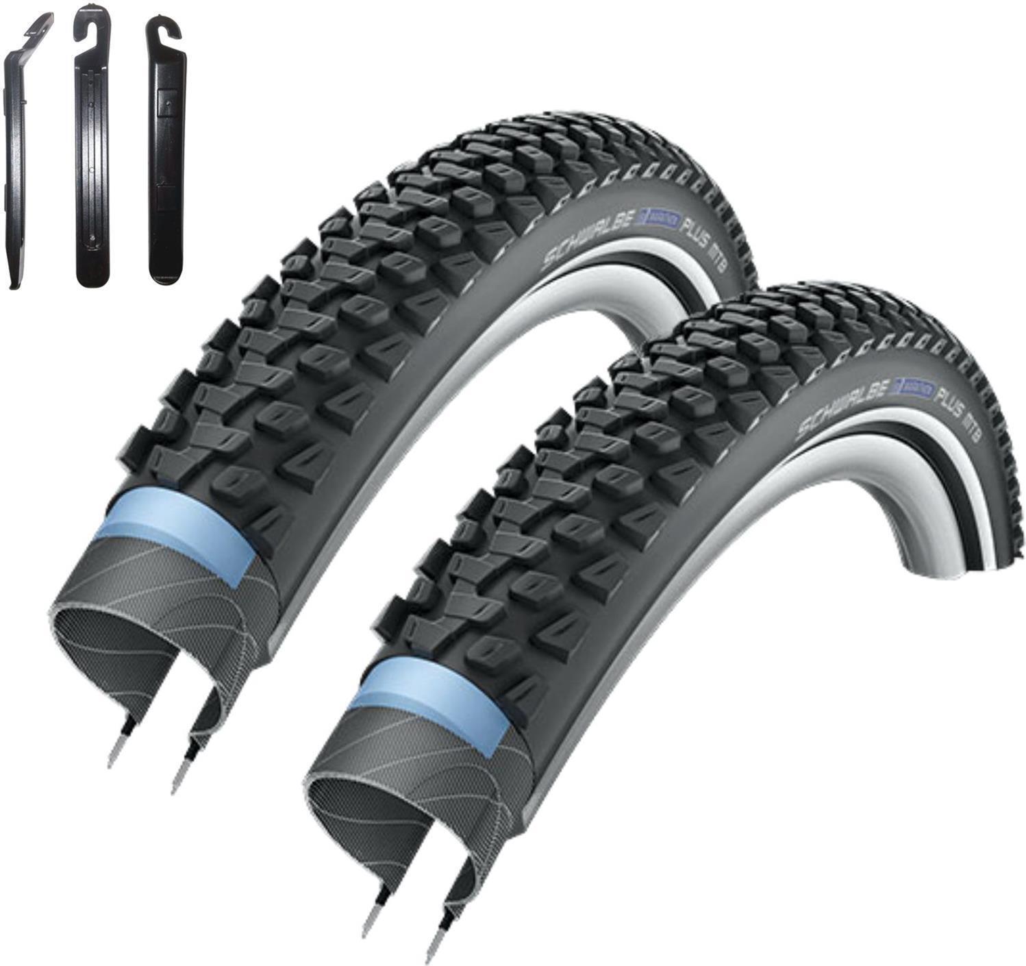 Angebot-Set / 2 x Schwalbe Marathon Plus MTB Fahrradreifen Fahrradmantel mit Reflex 54-622 ( 29 x 2,10 ) inkl. 3 Reifenheber 010229S-015-02