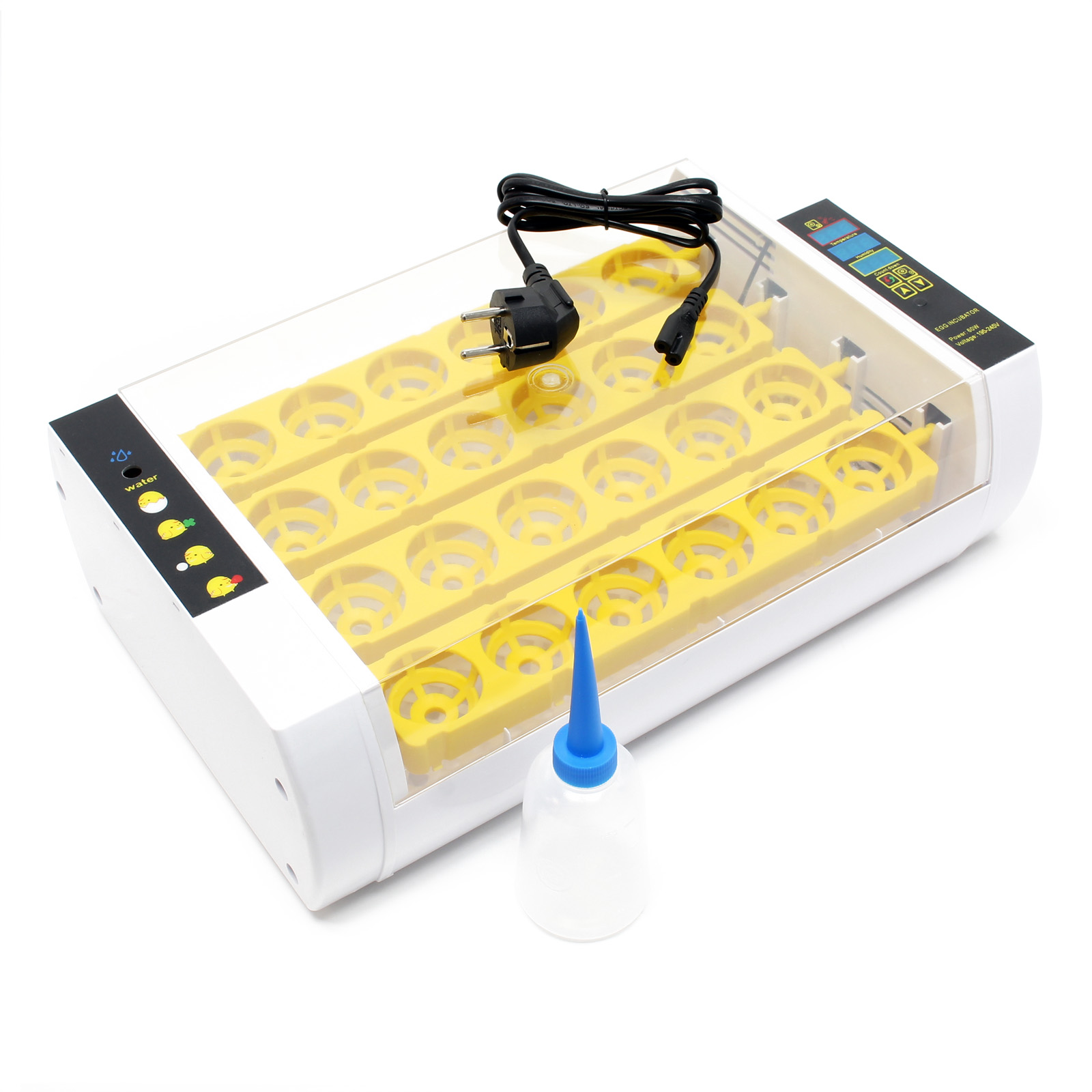 Kacsoo Eierinkubator Automatischer Eier inkubator für 24 Eier Kleine Geflügel luken Automatische Temperaturfeuchtigkeitsregelung Verwendet für Farm Experiment Lehre 