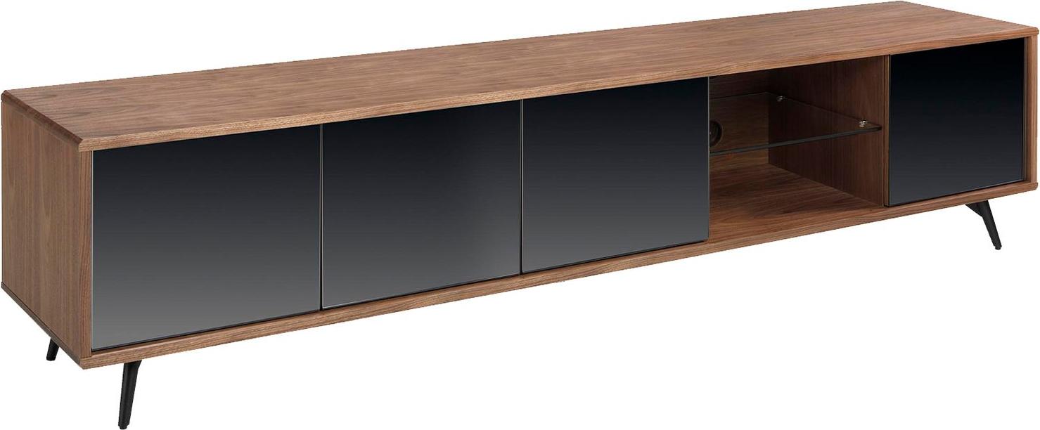 Ángel Cerdá Angel Cerdá TV-Möbel mit Spiegeleffekt aus schwarzem Glas, Nussbaum und schwarzem Stahl 3048