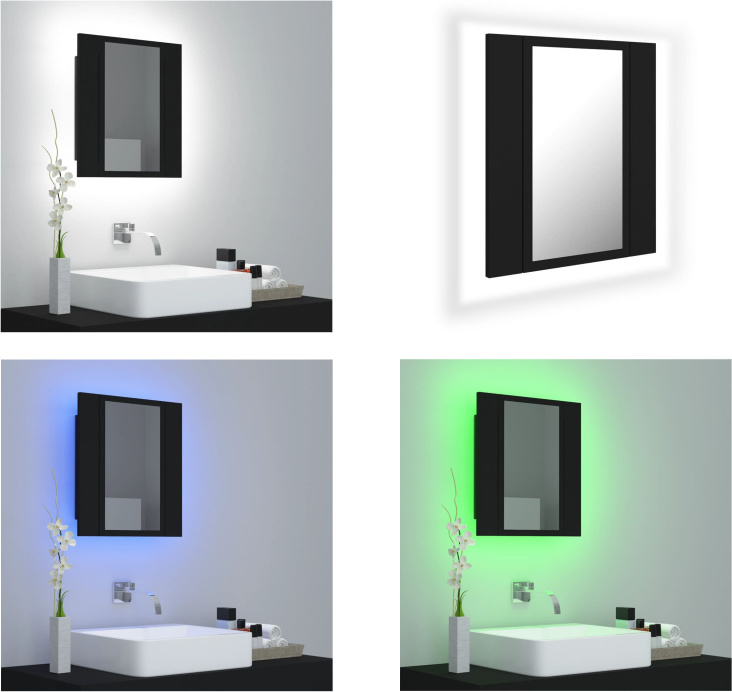 vidaXL LED Bad Spiegelschrank Schwarz 40x12x45 cm Acryl - LED Spiegelschrank - LED Spiegelschränke - LED-Bad-Spiegelschrank - LED-Bad-Spiegelschränke HL804949