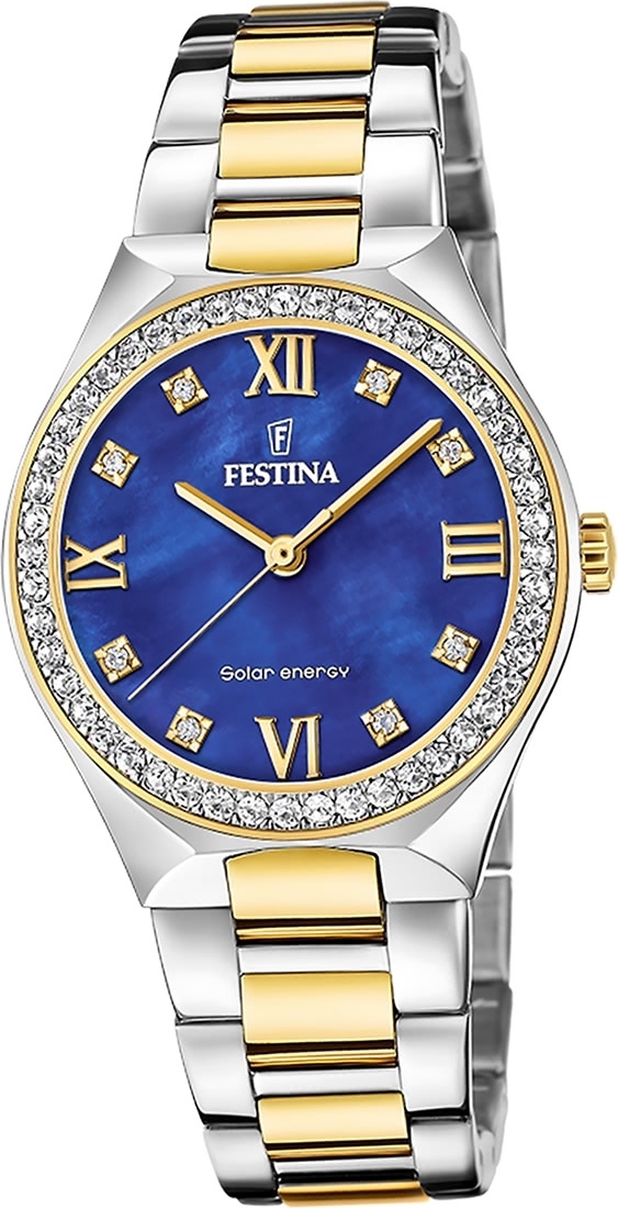 Festina dámske hodinky z ušľachtilej ocele strieborné zlato Festina Solar Energy solárne hodinky D2UF20659/2