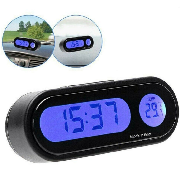 Smandy Auto LCD digitales Clip Thermometer Uhr Digital LED Auto Uhr Thermomet... 