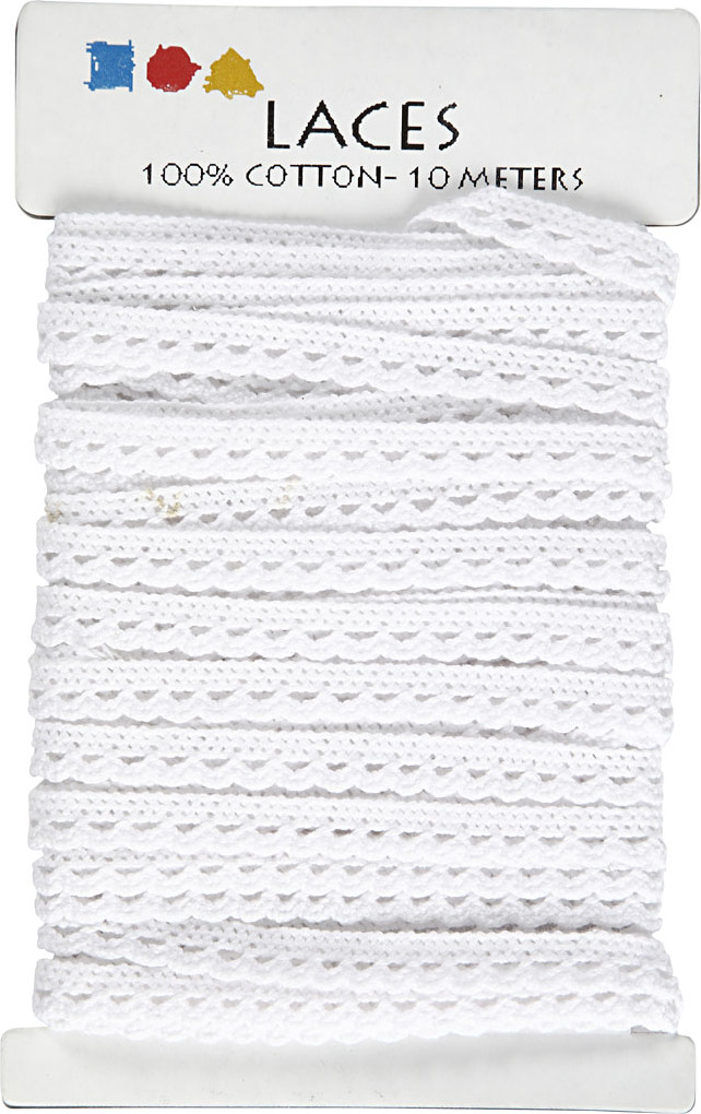Creativ Company CC Häkelspitzenband, 10 mm, 10 m, Weiß 41092
