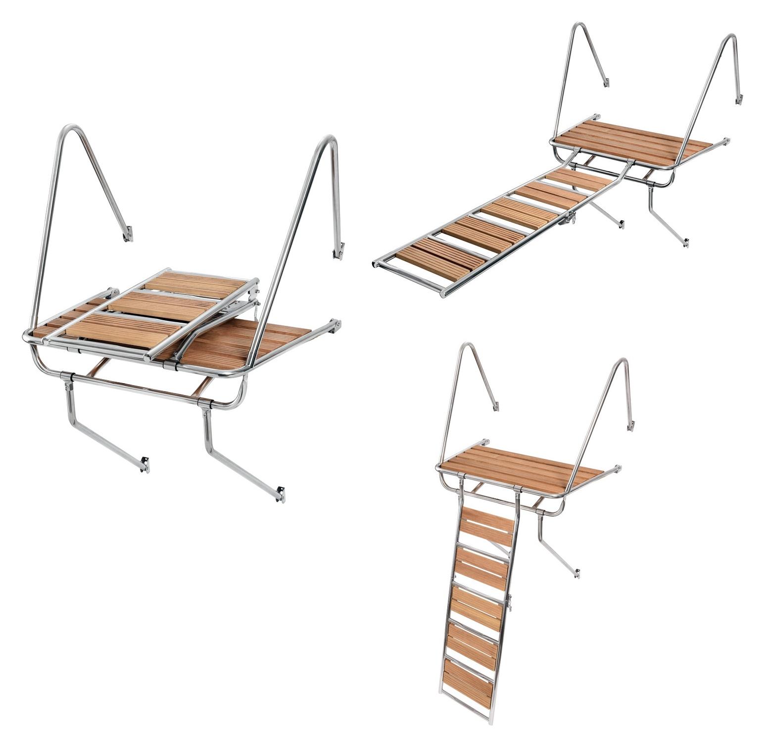 Osculati Edelstahl Badeplattform mit klappbarem Steg & Badeleiter in einem, für Boote zum Nachrüsten Größe: 115 mm 2330