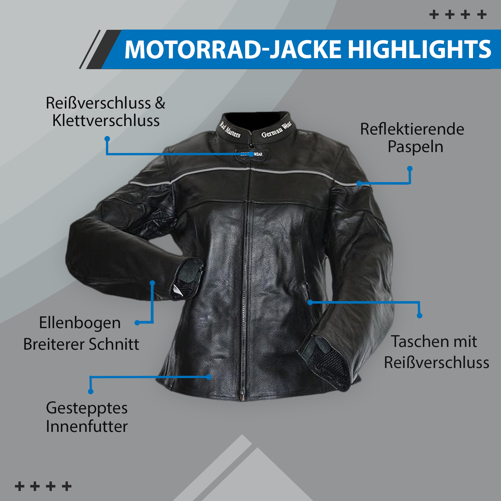 GermanWear Damen Lederjacke Motorradjacke Kalbsleder Touring Kombijacke, Größe:XL NEW-5265